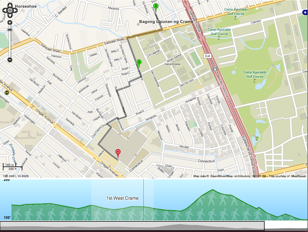 OpenTripPlanner showing elevation data